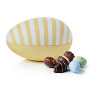 Påskeæg - Stort metal Påskeæg - GUL/STRIBET