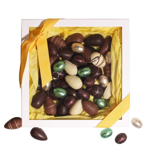 Påskegave 3 - Hvid Cocotureæske med gult silkebånd