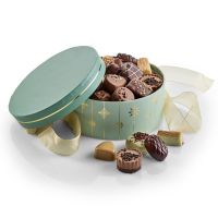 Rund Hatteæske -  Luksus chokolade 500g_motiv: Mint Snefnug 2060-2408