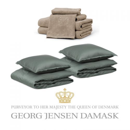 Georg Jensen Damask SKY SENGETØJ GREEEN & Håndklæder
