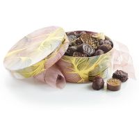 Rund Hatteæske -  Luksus chokolade 500g_motiv: Akvarel Guld 2060-2212