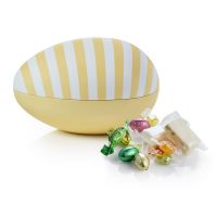 Påskeæg - Stort metal Påskeæg - GUL/STRIBET