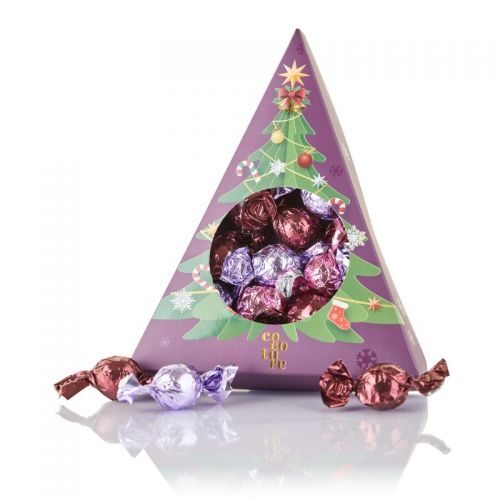 Cocoture trekantsæske med fyldte chokoladekugler_Lilla