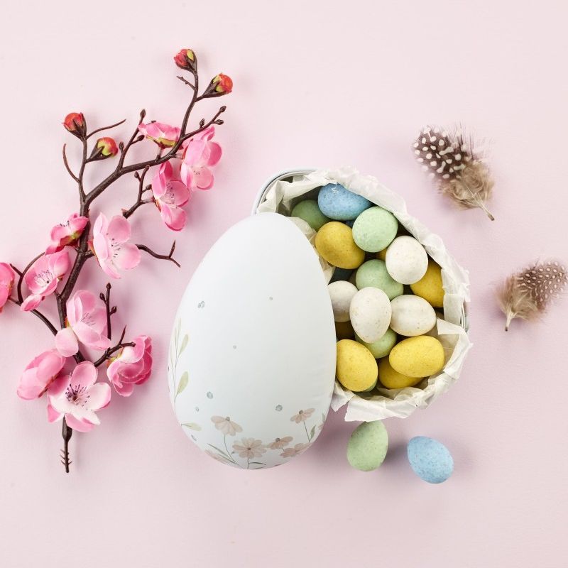 Påskeæg - Stort metal Påskeæg - Pink Flowers