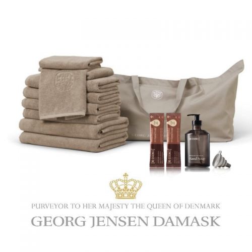 Georg Jensen Damask - Økologisk Frottépakke (XL) -  Light Oak inkl. Starter-kit Håndsæbe