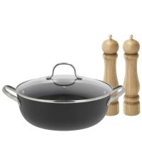 Pillivuyt Gourmet Sautergryde & Kværnesæt 20 cm i FSC certificeret eg, Douron