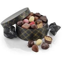 Rund Luksus æske med Luksus Chokolade & Luksusæg_sort/guld