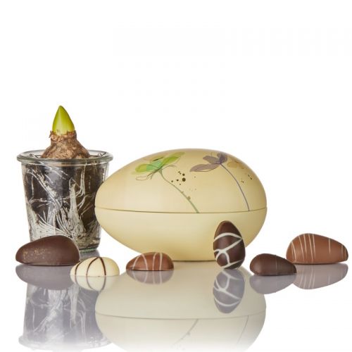 Påskeæg - Flot metal påskeæg med 255g._gul blomst