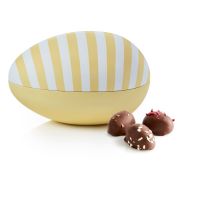 Påskeæg - Stort metal Påskeæg - GUL/STRIBET