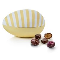 Påskeæg - Stort metal Påskeæg - GUL/STRIBET