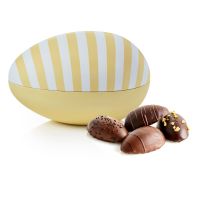 Påskeæg - Stort metal Påskeæg - GUL/STRIBET