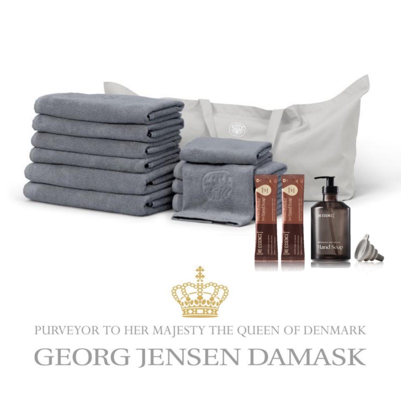 Georg Jensen Damask - SPA Frottépakke XXL - Ocean Grey .inkl Starter-kit Håndsæbe