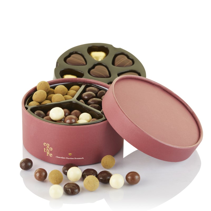 Cocoture Hatteæske med 240g. chokolade_Rød