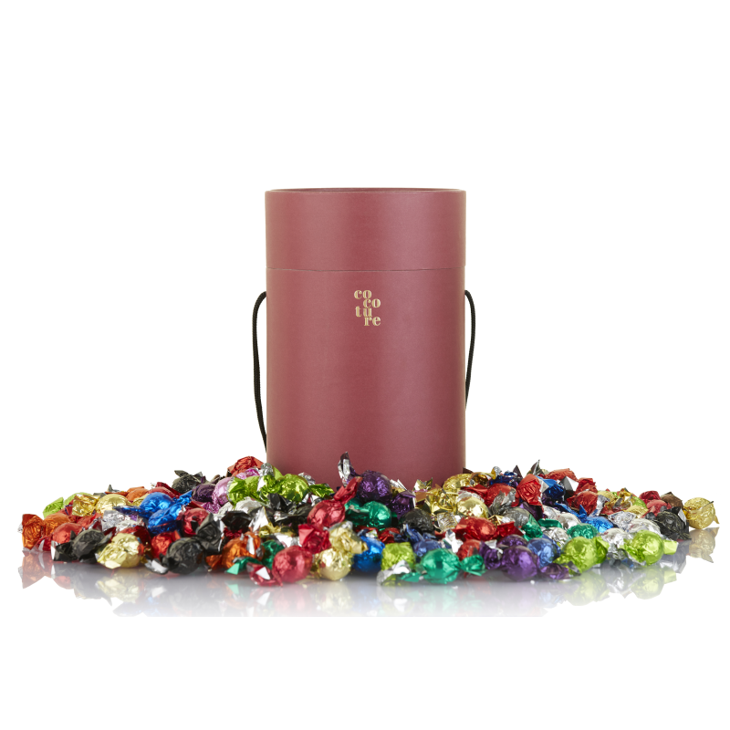 Cocoture tønde med 2 kg. mixed chokoladekugler_rød