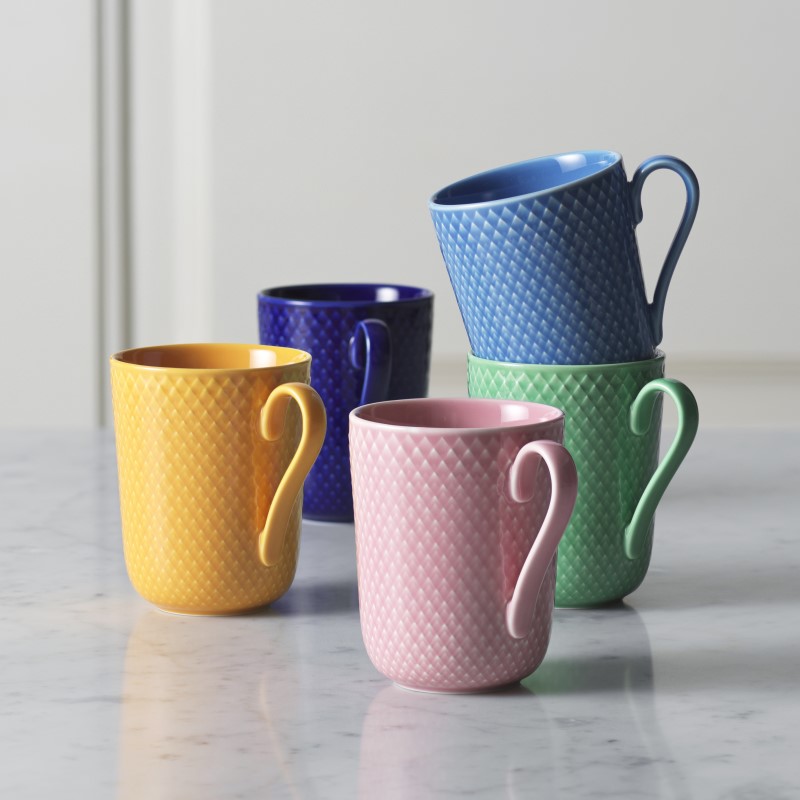 Lyngby Porcelæn - RHOMBE Color 6 stk. Krus med hank