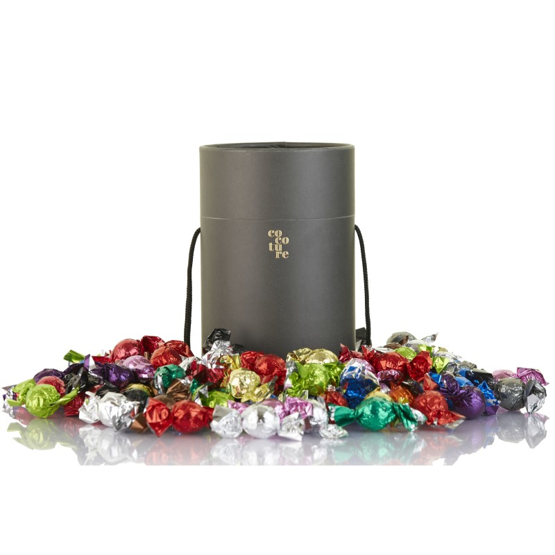Cocoture tønde med 1 kg. mixed chokoladekugler_sort