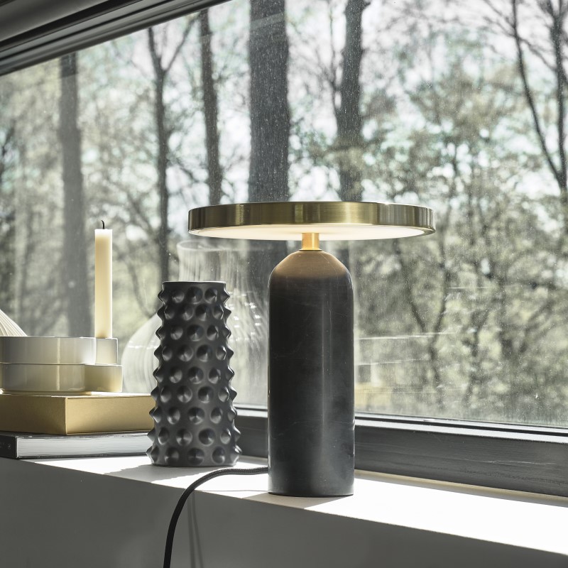 Villa Collection Bordlampe messing & sort marmor