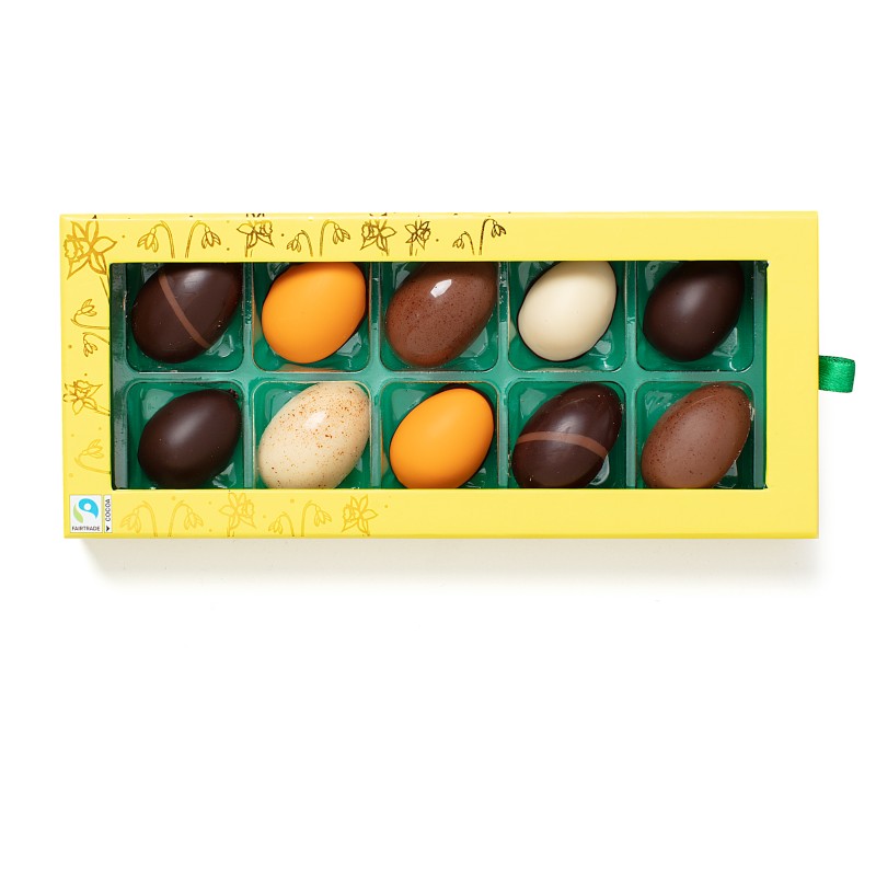 Sv. Michelsen Påskeæg 10 stk. dessertæg i skuffeæske_gul