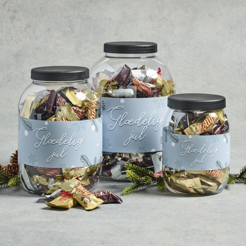 Jar med Toms Mini Favoritter 550, 1100 & 1775 g.